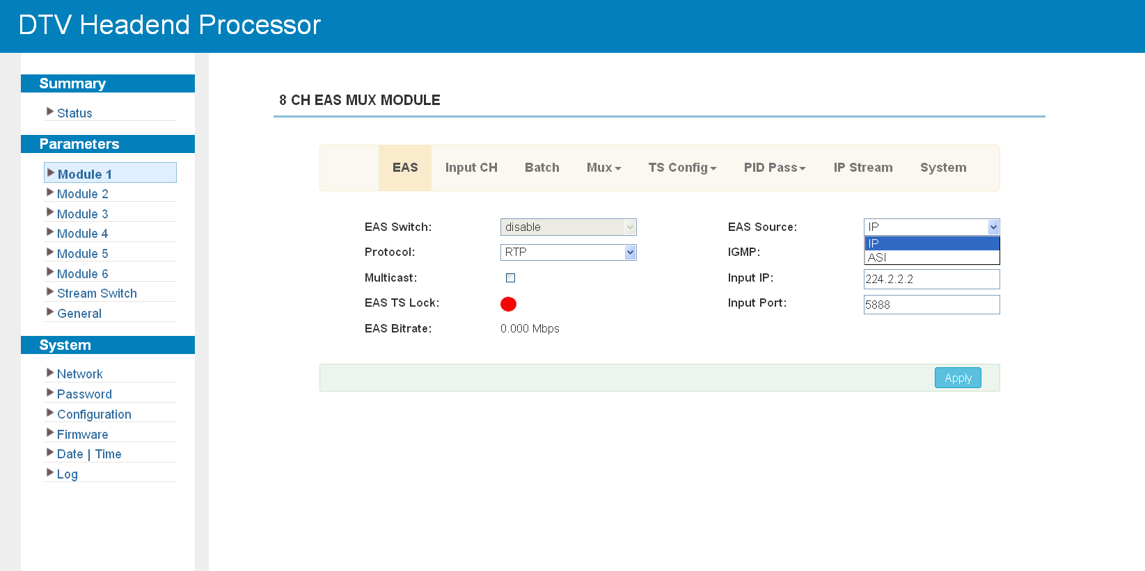 M-MUX-EAS — emergency alert settings